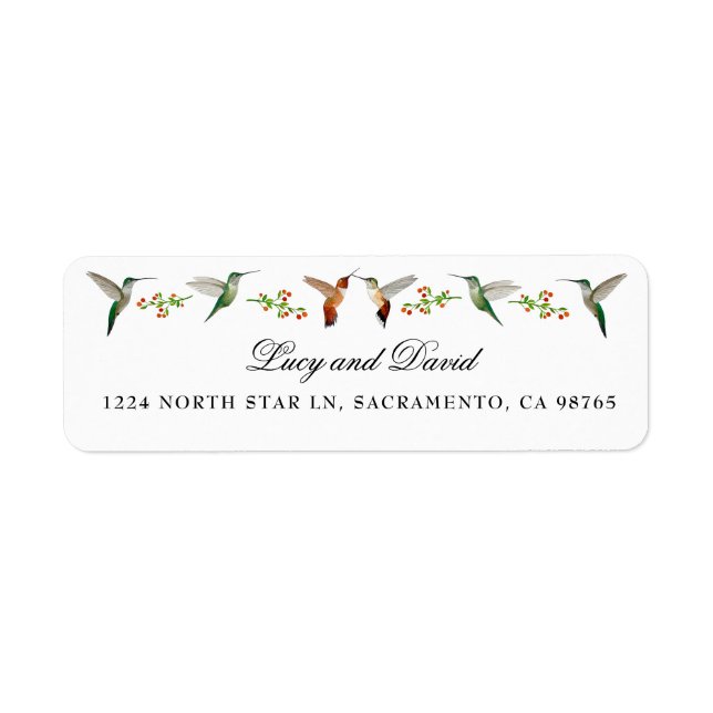 Hummingbird Wedding Return Address Label (Front)