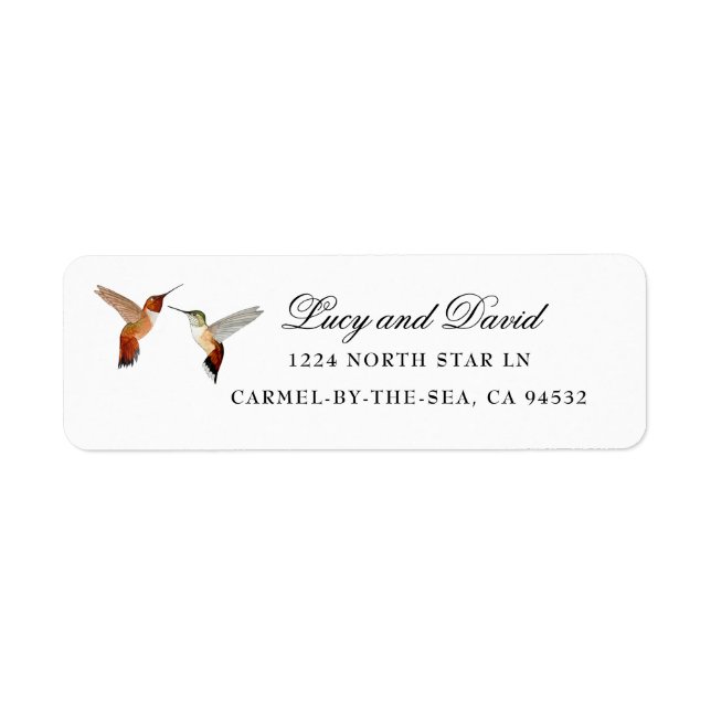 Hummingbird Wedding Return Address Label (Front)