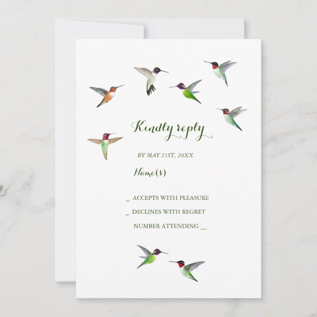 Hummingbird Wedding RSVP Invitation (Front)