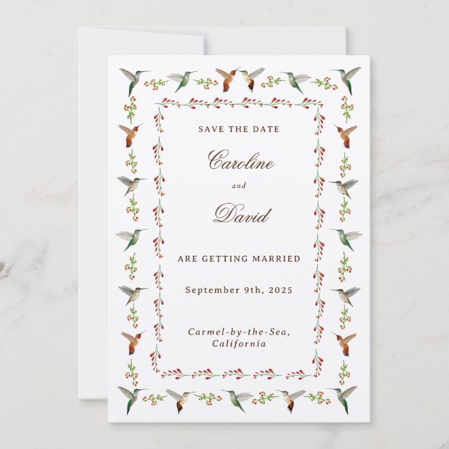 Hummingbird Wedding Save the Date (Front)