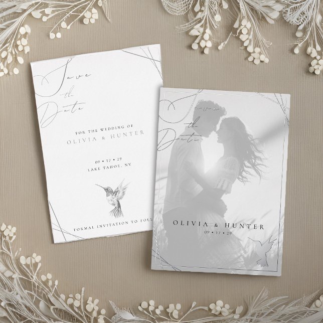 Hummingbird Wedding Save the Date Black and White (Creator Uploaded)