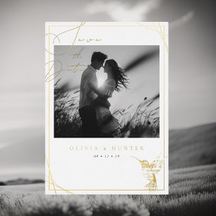 Hummingbird Wedding Save the Date Black and White