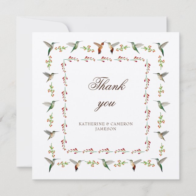 Hummingbird Wedding Thank You Card (Front)