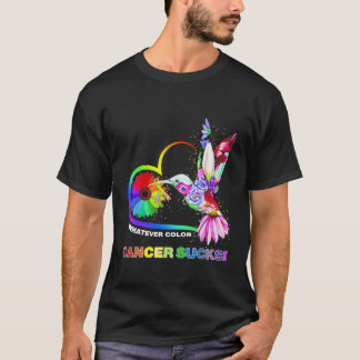 Hummingbird Wever Colour Cancer Sucks Fight Cancer T-Shirt