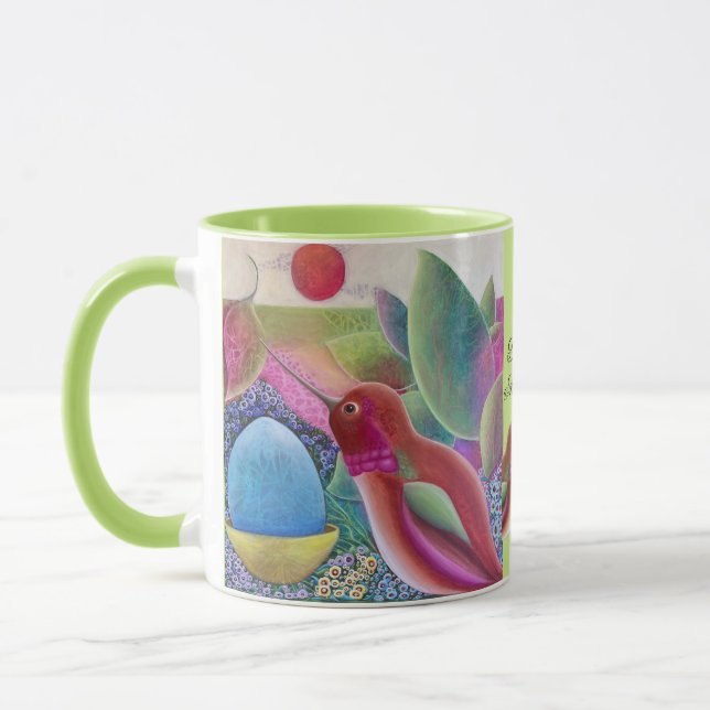 Hummingbird Whimsical Art Mug (Left)