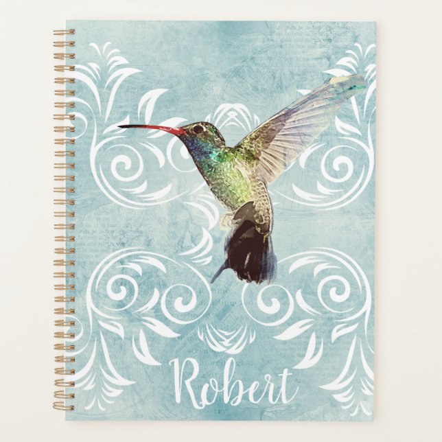 Hummingbird with Flourish Background Planner (Front)