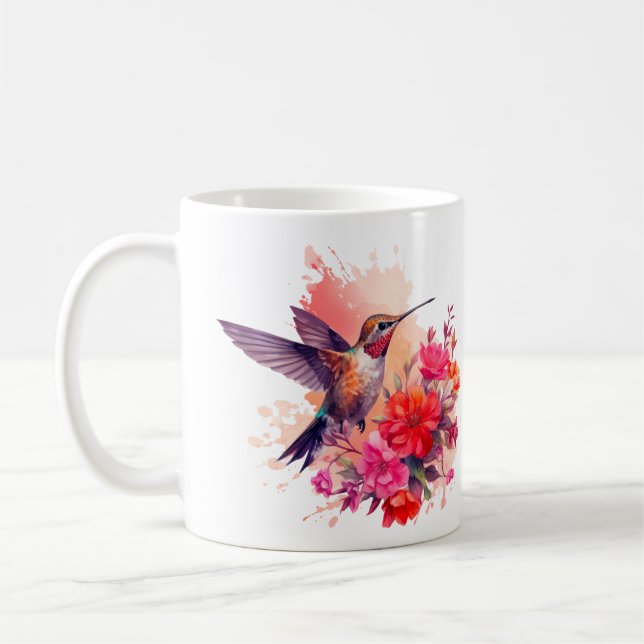 Hummingbird with Flowers Coffee Mug  (Left)