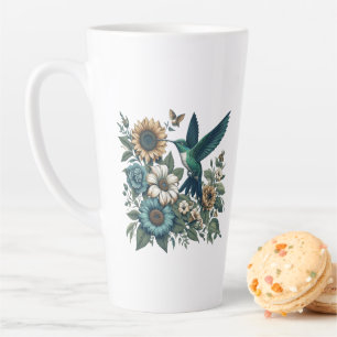 Hummingbird With Flowers Latte Mug