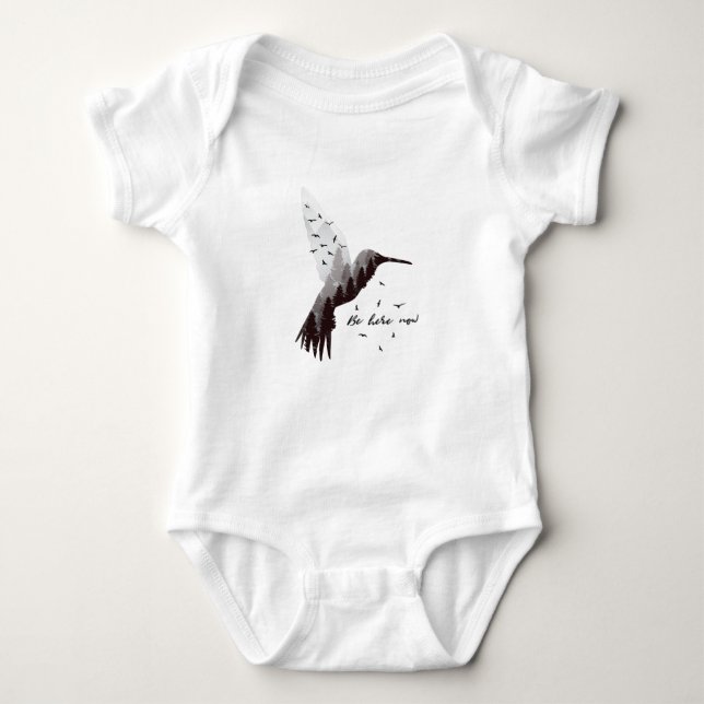Hummingbird with Forest Baby Bodysuit (Front)