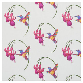 Hummingbird with Fuchsia Blossom Fabric