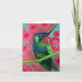 Hummingbird with Petunias Card