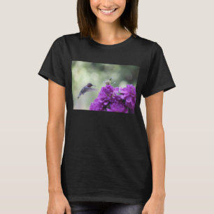Hummingbird with purple dahlias T-Shirt