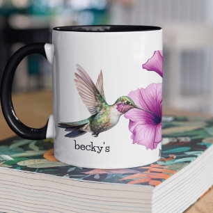 Hummingbird with Purple Flower Mug