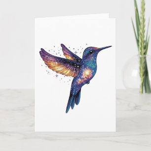 Hummingbird With Stary Night Sky Galaxy Bird Card