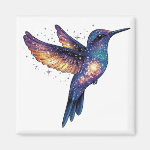 Hummingbird With Stary Night Sky Galaxy Bird Magnet