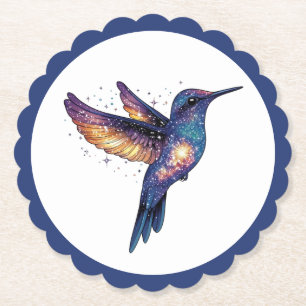 Hummingbird With Stary Night Sky Galaxy Bird Paper Coaster