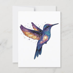 Hummingbird With Stary Night Sky Galaxy Bird Postcard