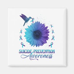 Hummingbird With Sunflower Suicide Prevention Awar Magnet