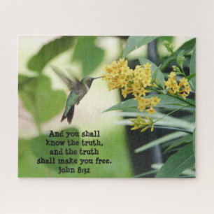 Hummingbird, with Verse (John 8:32)  Jigsaw Puzzle