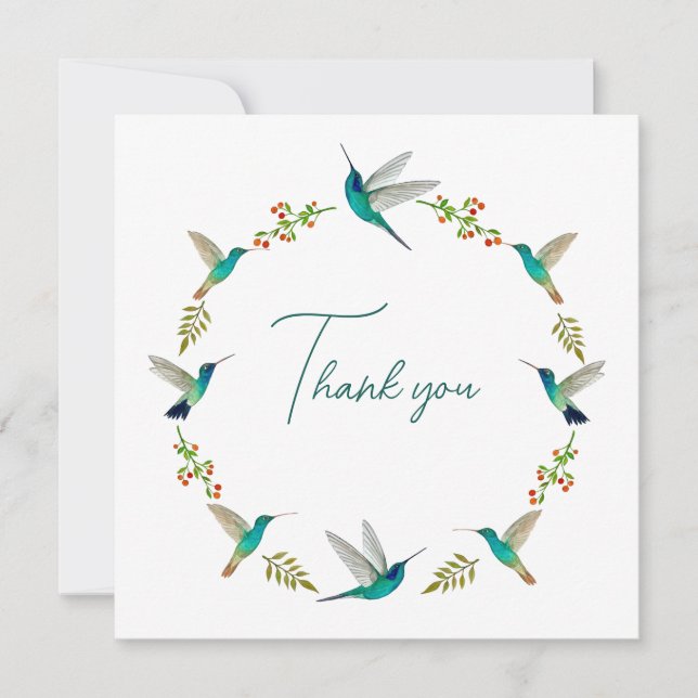 Hummingbird Wreath Thank you Card (Front)