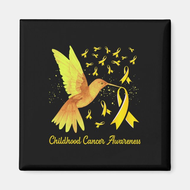 Hummingbird Yellow Gold Childhood Cancer Awareness Magnet (Front)