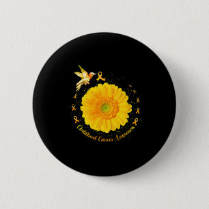 Hummingbird Yellow Sunflower Childhood Cancer Awar 6 Cm Round Badge