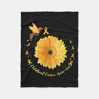Hummingbird Yellow Sunflower Childhood Cancer Awar Fleece Blanket