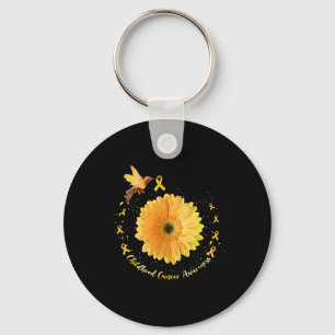 Hummingbird Yellow Sunflower Childhood Cancer Awar Key Ring