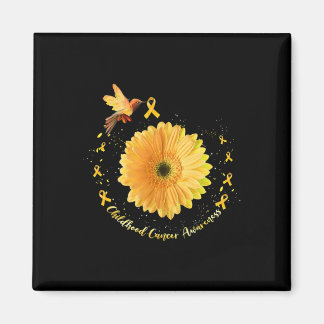 Hummingbird Yellow Sunflower Childhood Cancer Awar Magnet