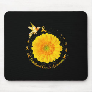 Hummingbird Yellow Sunflower Childhood Cancer Awar Mouse Pad