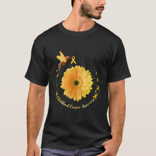 Hummingbird Yellow Sunflower Childhood Cancer Awar T-Shirt