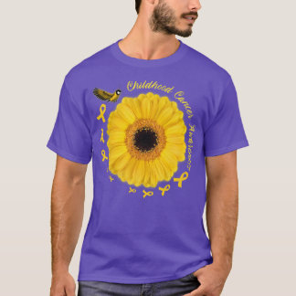 Hummingbird Yellow Sunflower Childhood Cancer Awar T-Shirt
