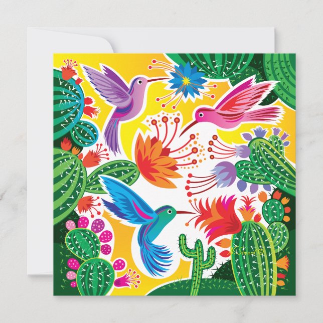 Hummingbirds and Blooming Cacti (Front)
