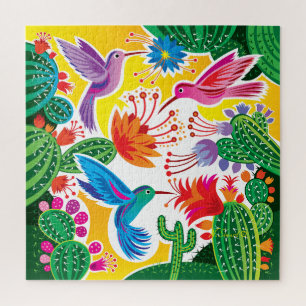 Hummingbirds and Blooming Cacti Jigsaw Puzzle