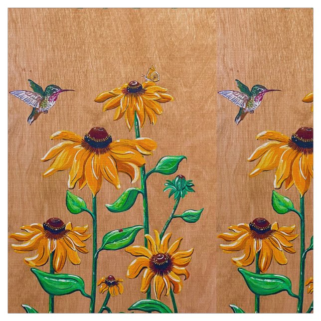 Hummingbirds and Daisy Fabric (Swatch)