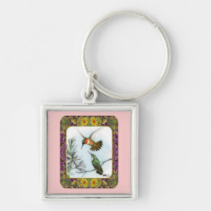Hummingbirds and Flowers #2 Key Ring