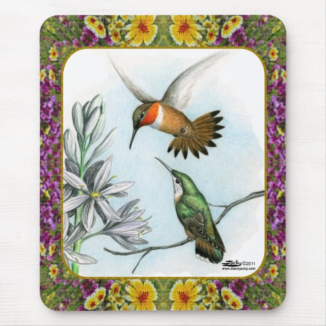 Hummingbirds and Flowers #2 Mouse Pad (Front)