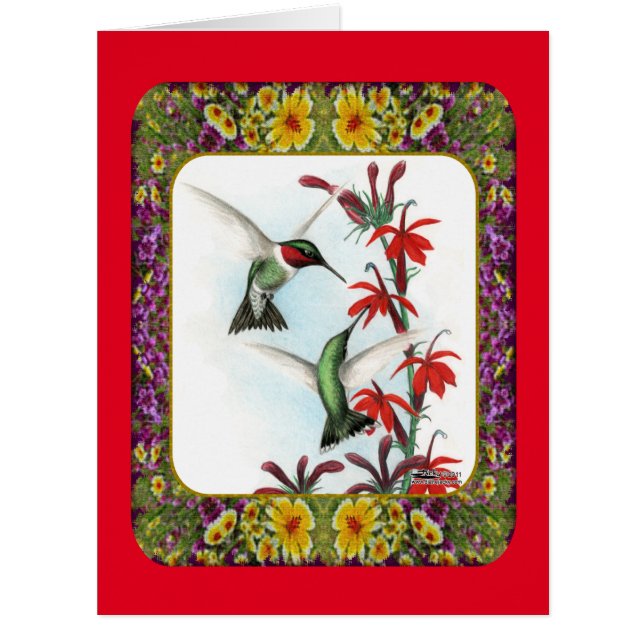 Hummingbirds and Flowers #5 (Front)