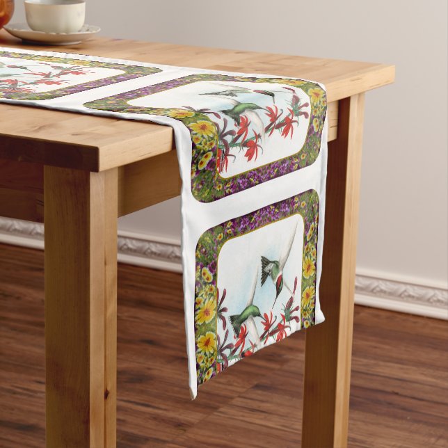 Hummingbirds and Flowers #5 Short Table Runner (In Situ)