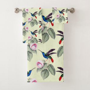 Hummingbirds and Flowers Bath Towel Set