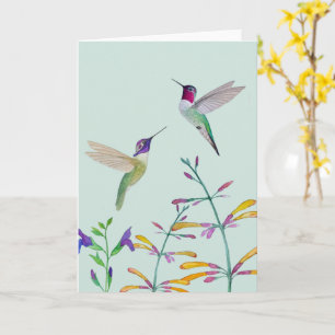 Hummingbirds and Flowers Card