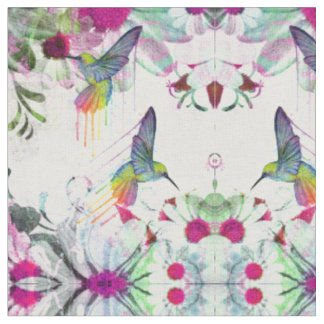 Hummingbirds and Flowers Fabric