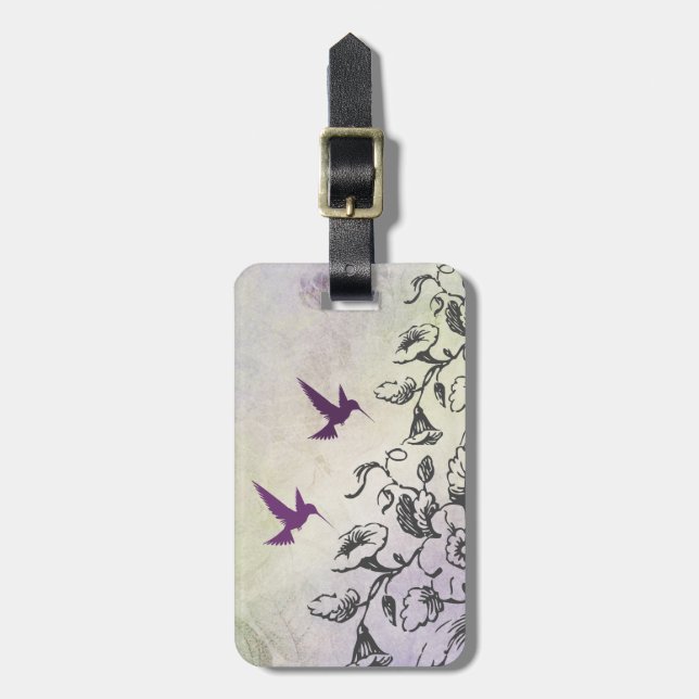 Hummingbirds and Flowers Luggage Tag (Front Vertical)