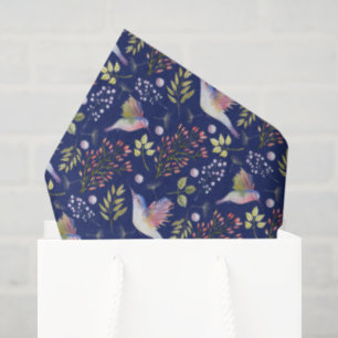Hummingbirds and Flowers Pattern Custom Background Tissue Paper