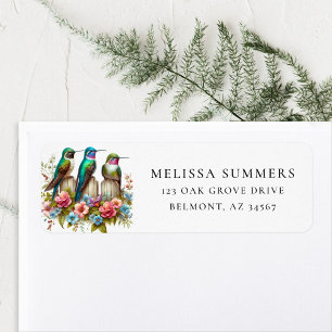 Hummingbirds and Flowers Return Address Label
