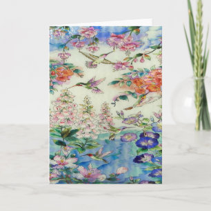 Hummingbirds and flowers stained glass WOW Card