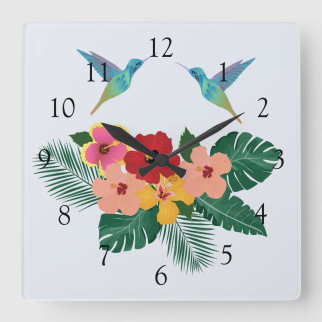 Hummingbirds and Flowers Wall Clock (Front)