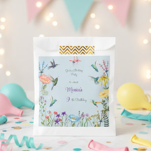 Hummingbirds and Flowery garden birthday party Favour Bag