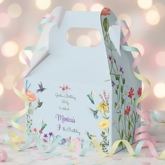 Hummingbirds and Flowery garden birthday party Favour Box (Creator Uploaded)