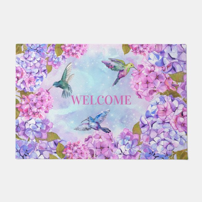 Hummingbirds and Hydrangeas   Doormat (Front)